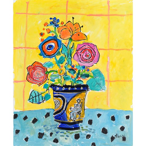Bouquet au fond jaune